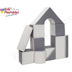 Soft Play Foam Blokken set 11 stuks grijs-wit | speelblokken | baby speelgoed | foamblokken | bouwblokken | Soft play speelgoed | schuimblokken